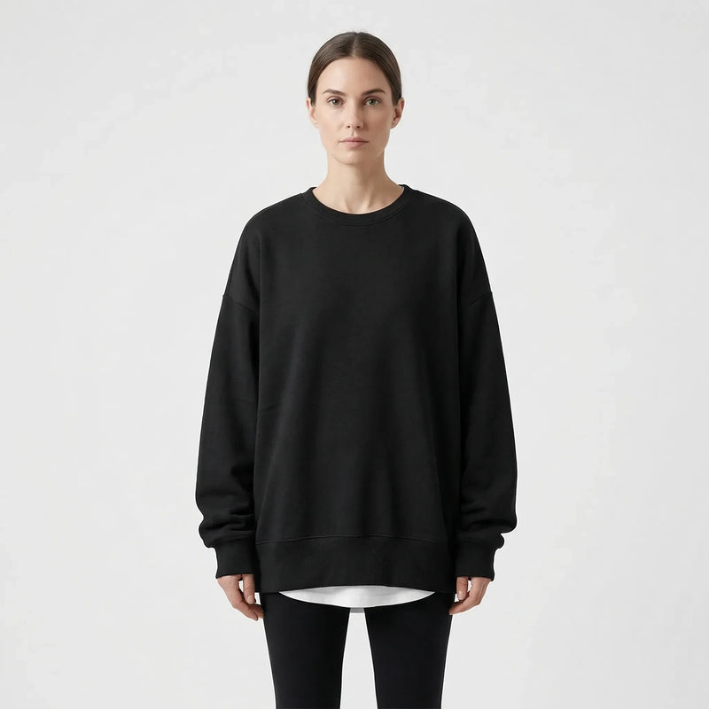 Oversized Crew Neck Jumper - Ruby