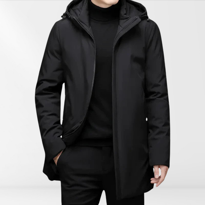 Klassische Herren Kapuzenjacke mit Entendaunenfüllung – Matteo