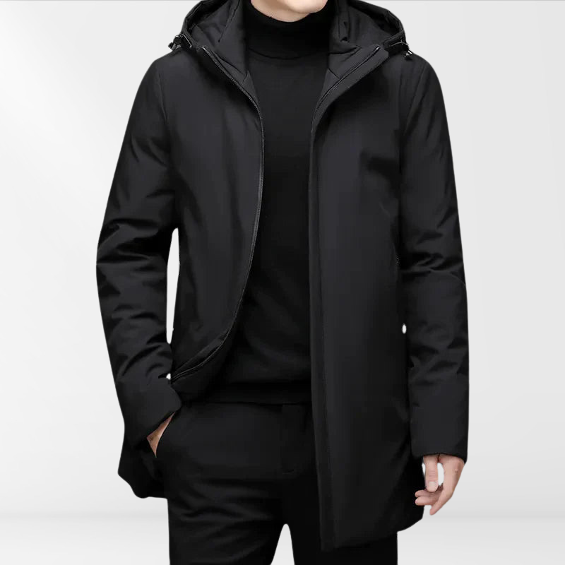 Klassische Herren Kapuzenjacke mit Entendaunenfüllung – Matteo