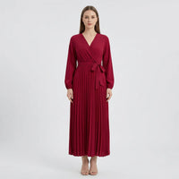 Pleated Maxi Dress With Lantern Sleeves - Ashley