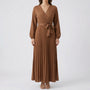 Pleated Maxi Dress With Lantern Sleeves - Ashley