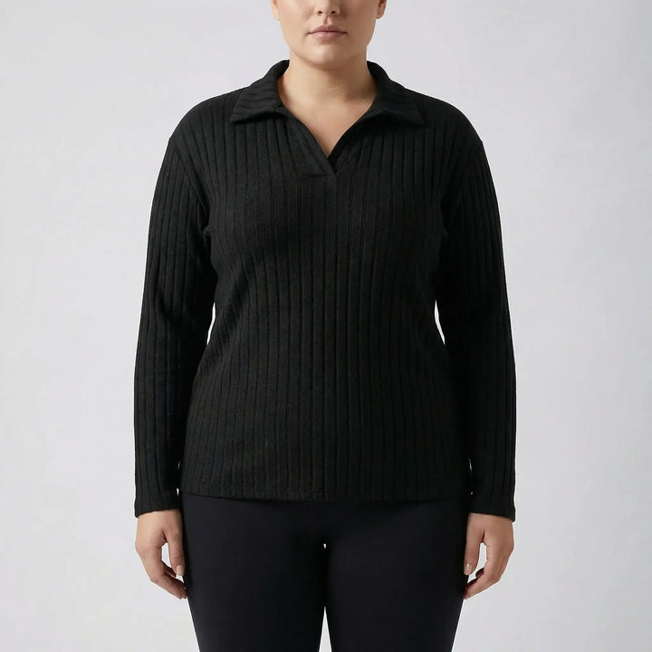 Plus-Size Geripptes Langarmshirt - Charlotte