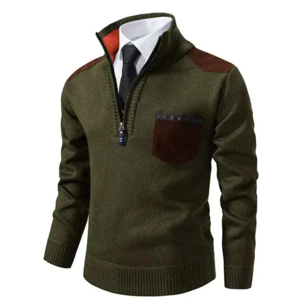Herren Pullover mit Edge-Zipper-Neck und langem Arm – Cedric