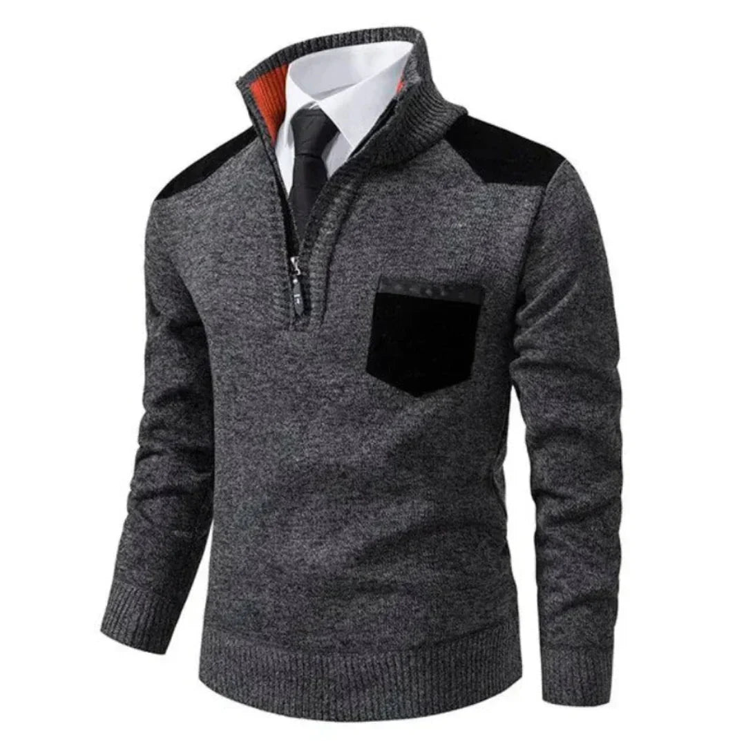 Herren Pullover mit Edge-Zipper-Neck und langem Arm – Cedric