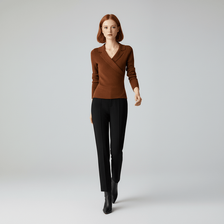 Pullover Mit Drapiertem V-Ausschnitt - Catharina