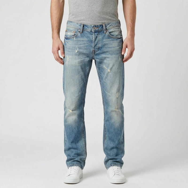 Rechte Herenjeans Met Gescheurde Details - Harold