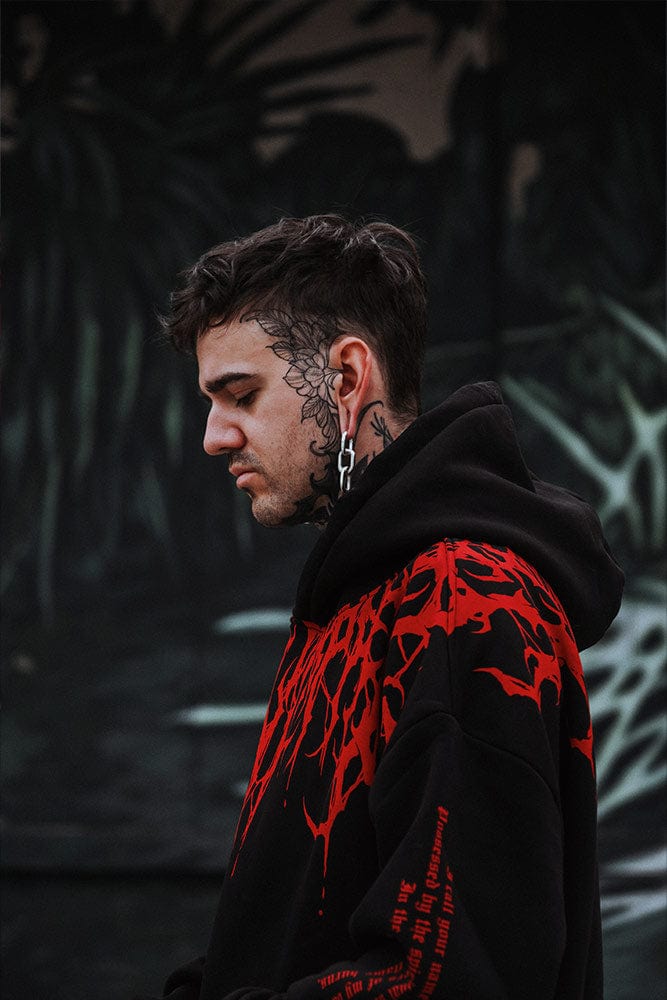 Oversized schwerer Hoodie mit Druck – Damon