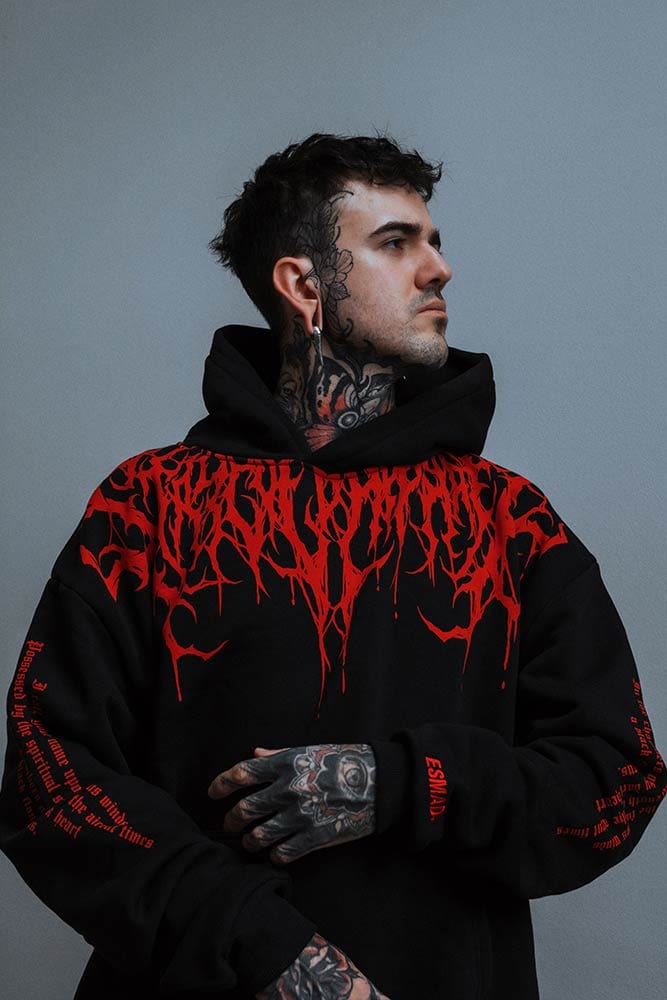 Oversized schwerer Hoodie mit Druck – Damon