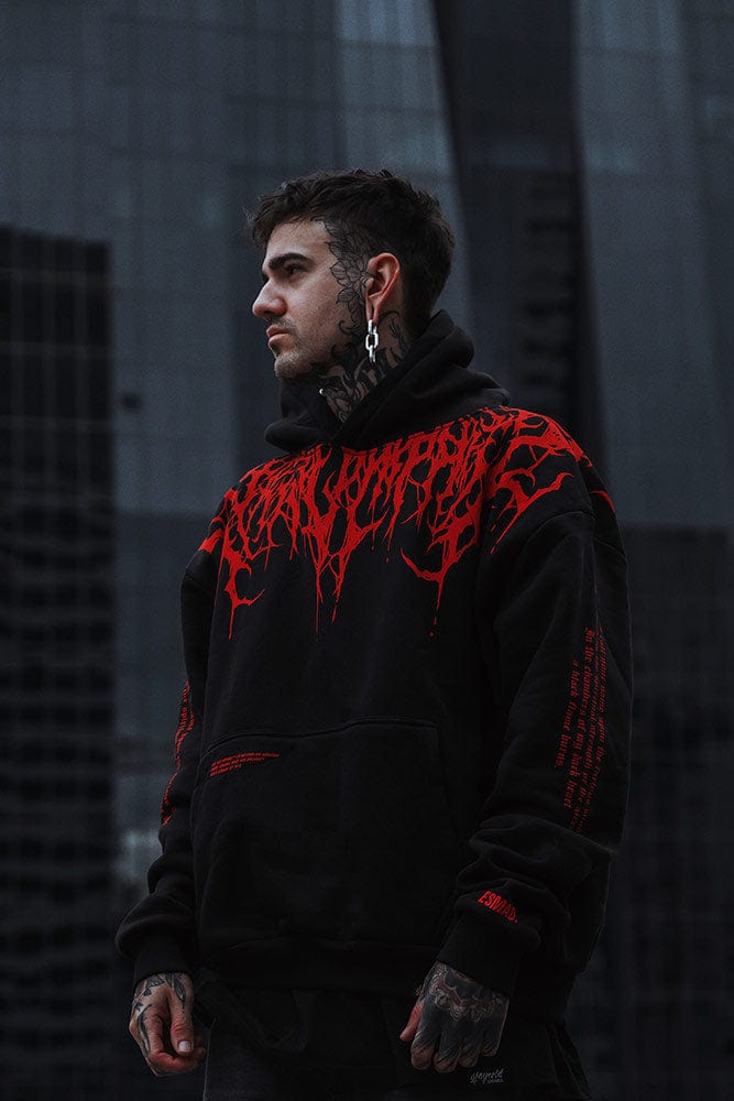 Oversized schwerer Hoodie mit Druck – Damon