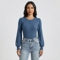 Ribbed Long-Sleeve Fitted Bodysuit - Lorena