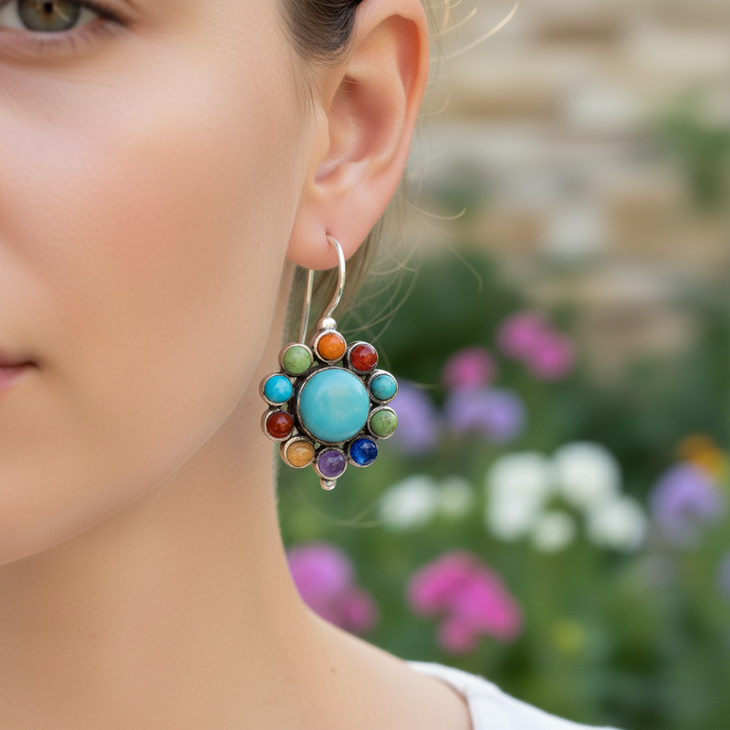 Runde Ohrringe Mit Details - TurquoiseBliss