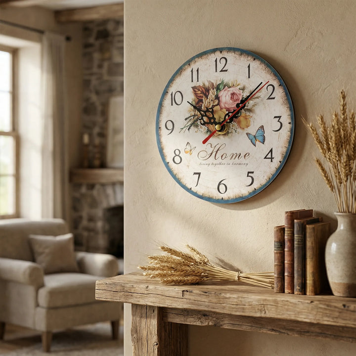Runde Wanduhr Mit Blumen - Floriwell