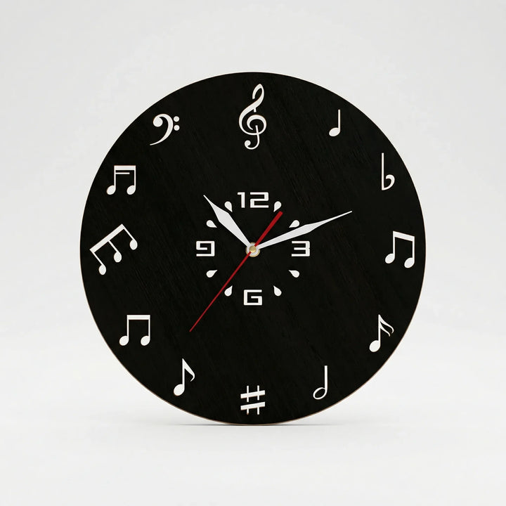 Runde Wanduhr Mit Notenmotiv - Melodiqueo