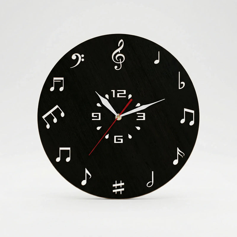 Runde Wanduhr Mit Notenmotiv - Melodiqueo