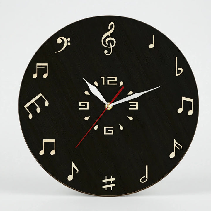 Runde Wanduhr Mit Notenmotiv - Melodiqueo