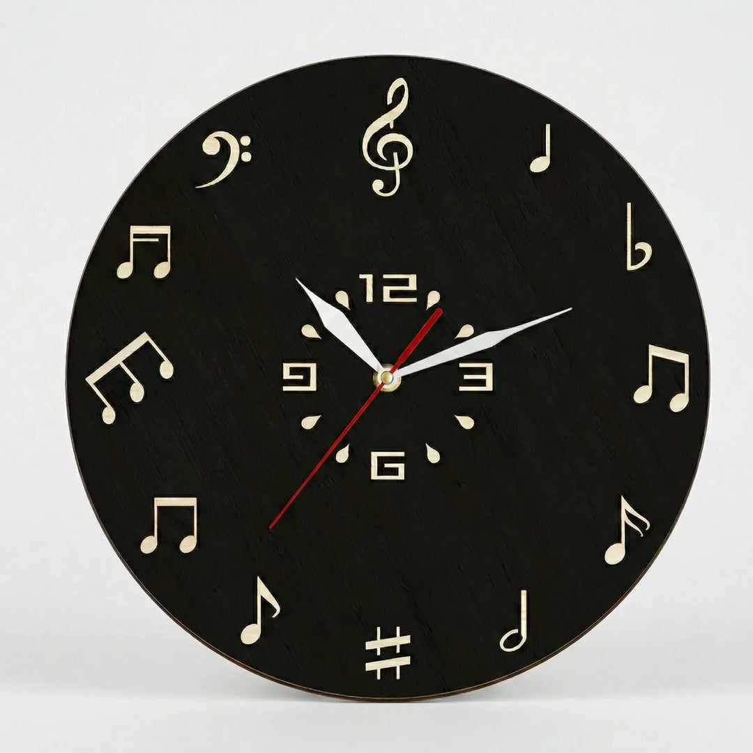 Runde Wanduhr Mit Notenmotiv - Melodiqueo