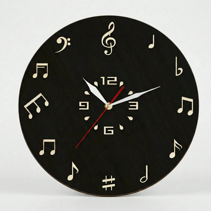 Runde Wanduhr Mit Notenmotiv - Melodiqueo