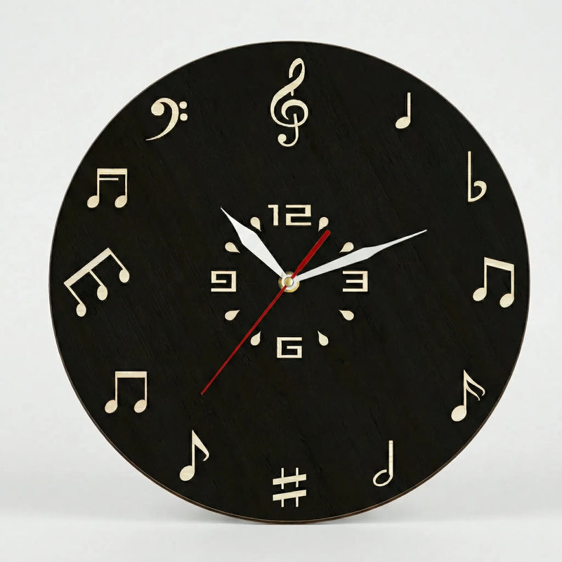 Runde Wanduhr Mit Notenmotiv - Melodiqueo