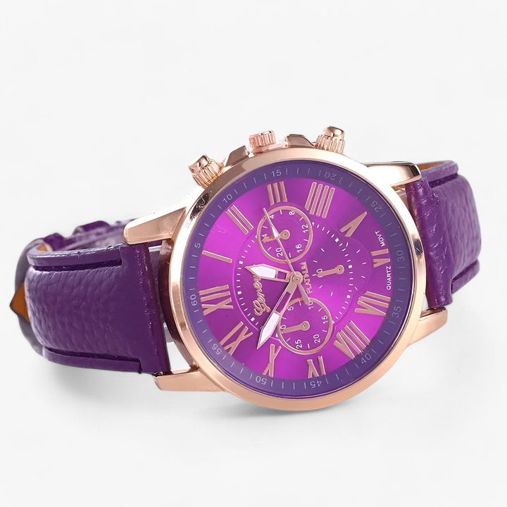 Luxuriöse Wasserdichte Damenuhr mit Lederarmband – Camille