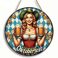 Runde Wanddeko „Oktoberfest-Madl“ (20 cm) – BierMaid Art Oktoberfest 2025