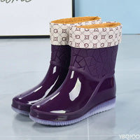 Damen Regenstiefel halbhoch wasserdicht mit Muster & Antirutschsohle – Marvella
