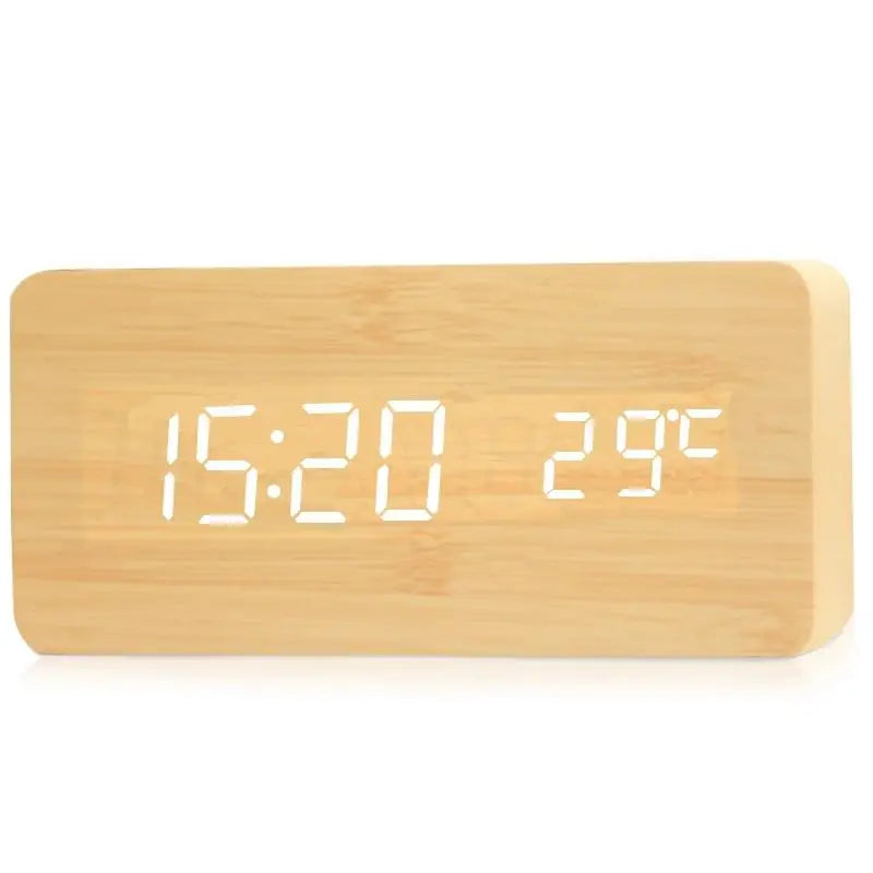 Digitaler Holz-Wecker mit LED-Anzeige – WoodSync