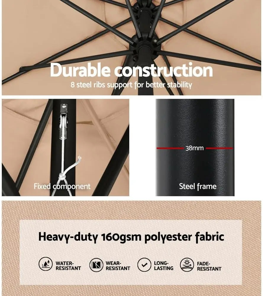 2,7 m Gartenschirm mit Standfuß – Solira – (UV- und wasserabweisend)