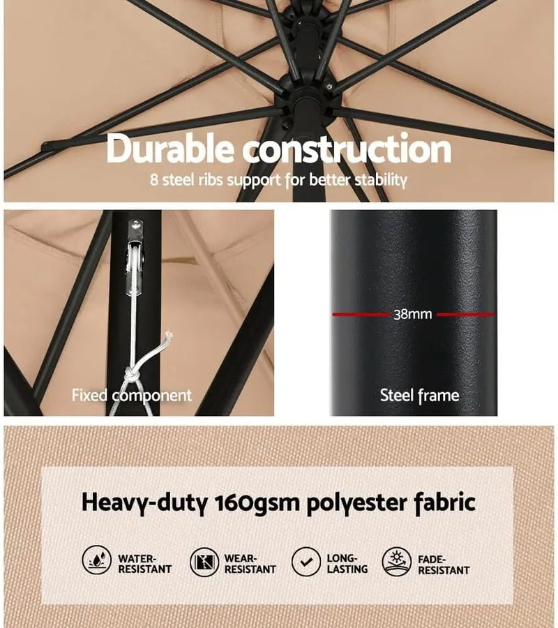 2,7 m Gartenschirm mit Standfuß – Solira – (UV- und wasserabweisend)