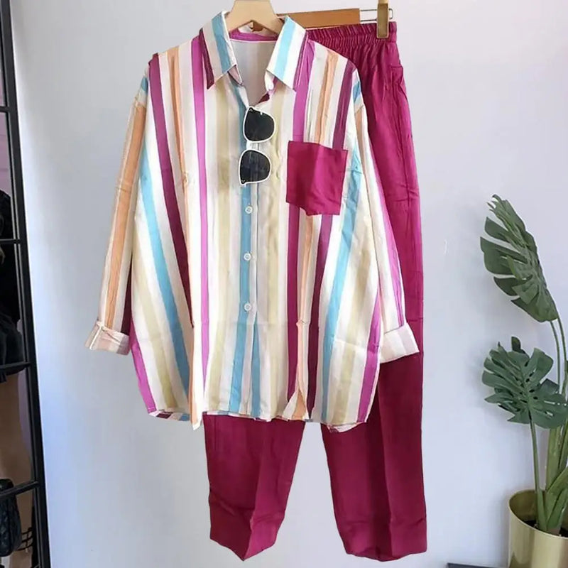 Zweiteiliges Sommer-Set aus Leinen Lockeres Shirt & Weite Hose - Zayenne