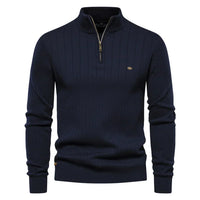 Herren Strickpullover aus Baumwolle mit Reißverschluss & Stehkragen – Ardel