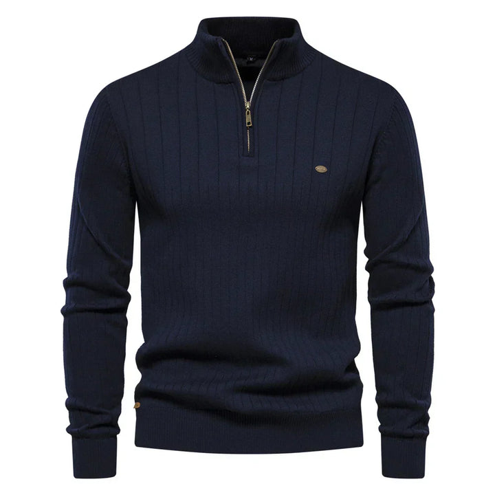Herren Strickpullover aus Baumwolle mit Reißverschluss & Stehkragen – Ardel