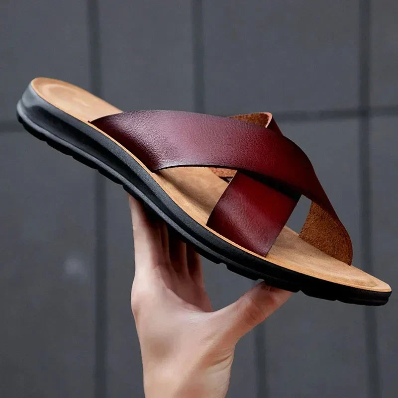 Italienische Herren-Leder-Pantoletten – Lorenzo