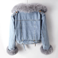 Denim- und Kunstfell-Eleganzjacke - Stella