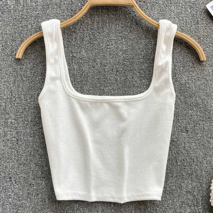 Rugloser Crop-Top in einfarbiger Farbe – Zayra