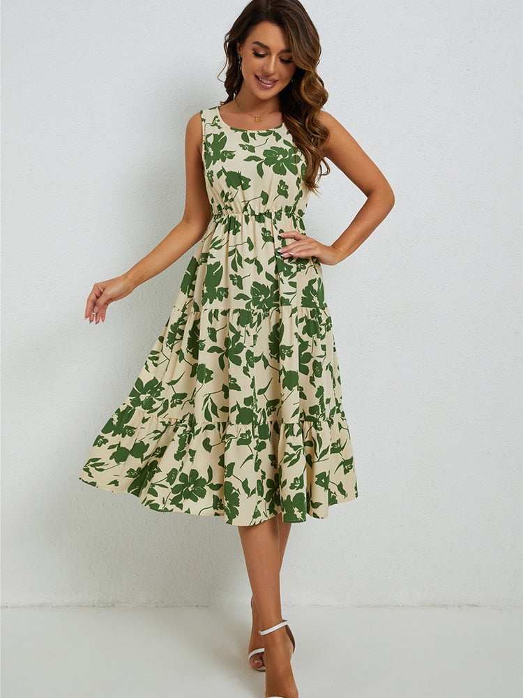 Sommerliches Midi-Kleid mit Blumenprint – Fenna