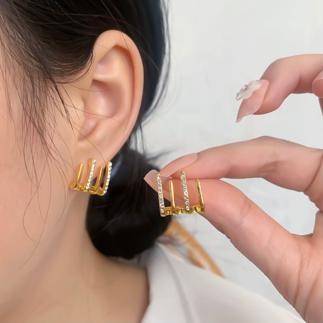 Illusion Ohringe mit Vier Hoop und Zirkonia - Zarvia