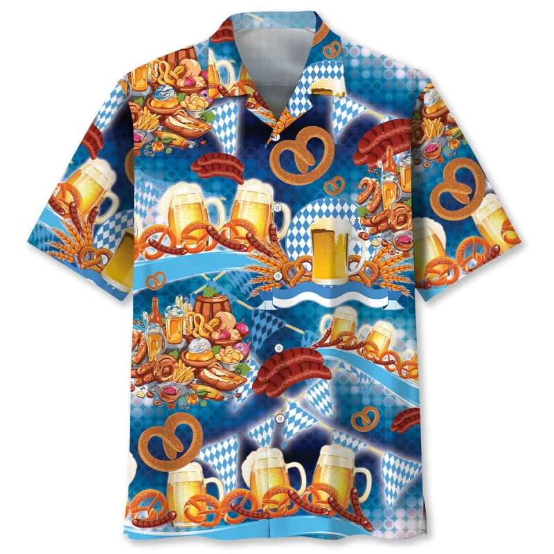 Hawaii-Hemd mit Bier- & Brezn-Muster – FeierLaune Oktoberfest 2025