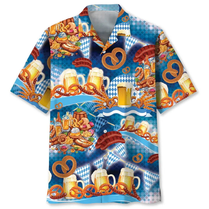 Hawaii-Hemd mit Bier- & Brezn-Muster – FeierLaune Oktoberfest 2025