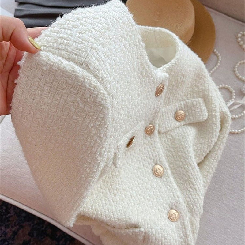 Damen Tweedjacke mit Rundhalsausschnitt – Celeste