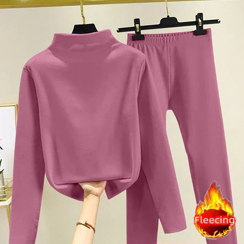 Zweiteilige Damen Winter Set mit Fleecepullover und Hose – Eva