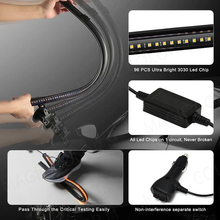 96 LED Stroboskop-Lichtleiste – Veyra – (Auto-Notwarnung)