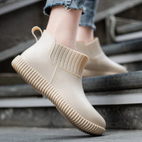 Damen Regenstiefeletten wasserdicht mit gestricktem Schaft & Antirutschsohle – Liora