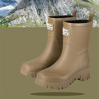 Damen Chelsea-Regenstiefeletten wasserdicht mit Blockabsatz & Profilsohle – Saphira