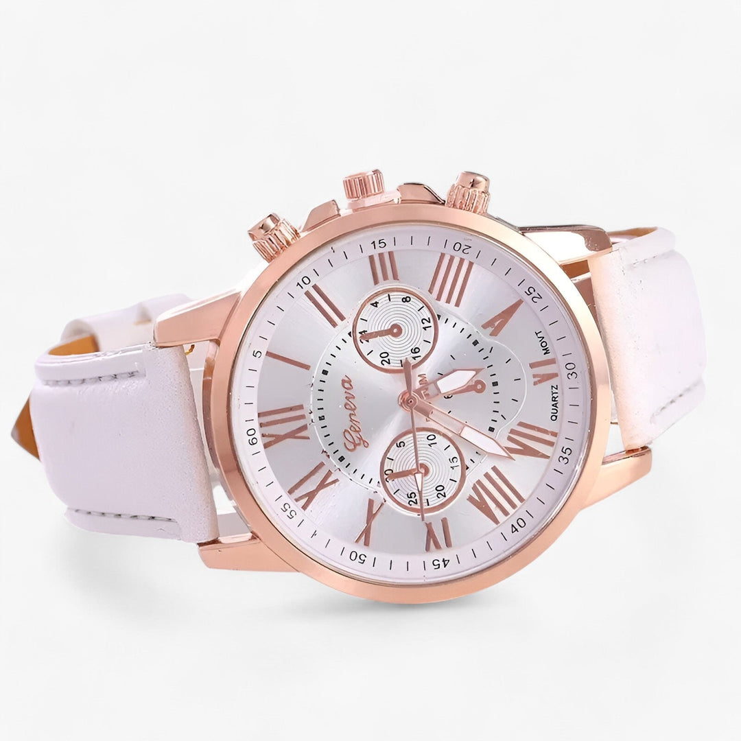 Luxuriöse Wasserdichte Damenuhr mit Lederarmband – Camille