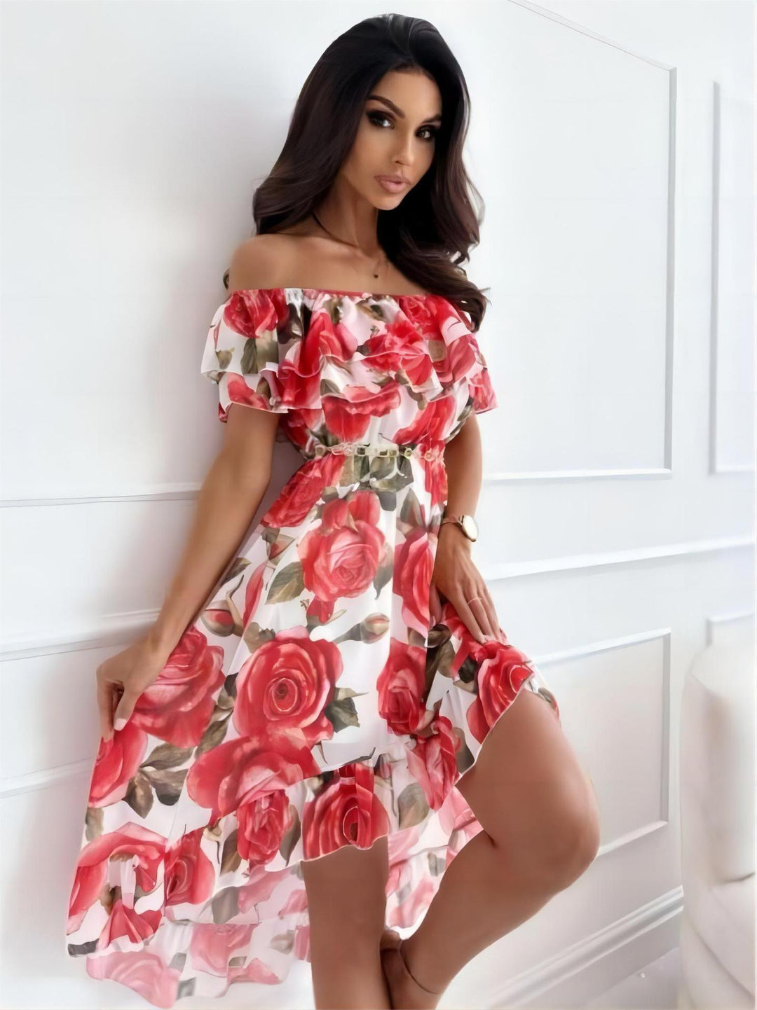 Off-Shoulder Mini-Kleid mit Rüschen – Lina
