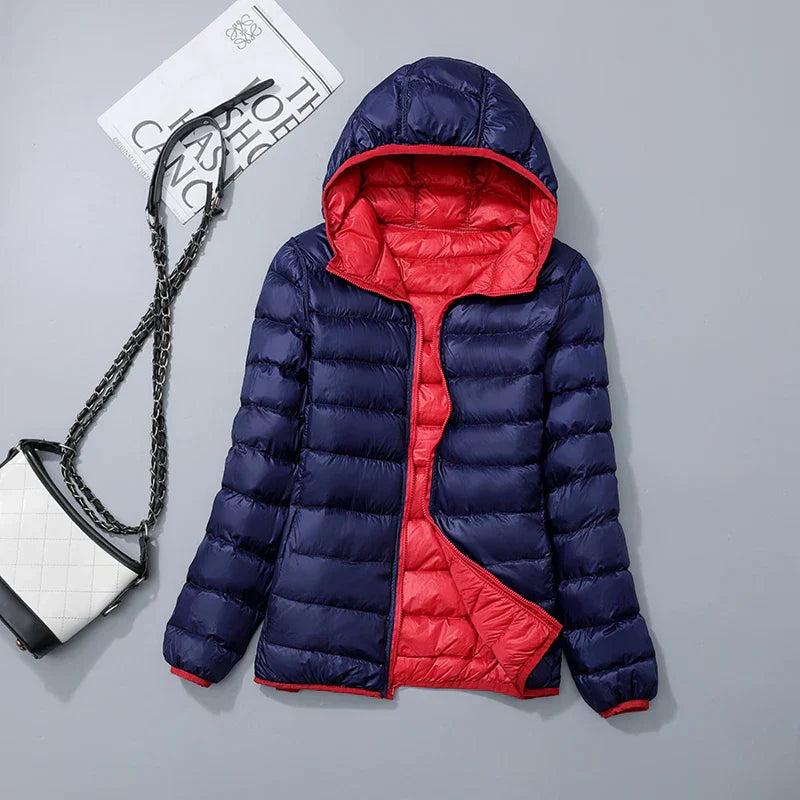 Wendbare Daunenjacke mit Kapuze – Soraya