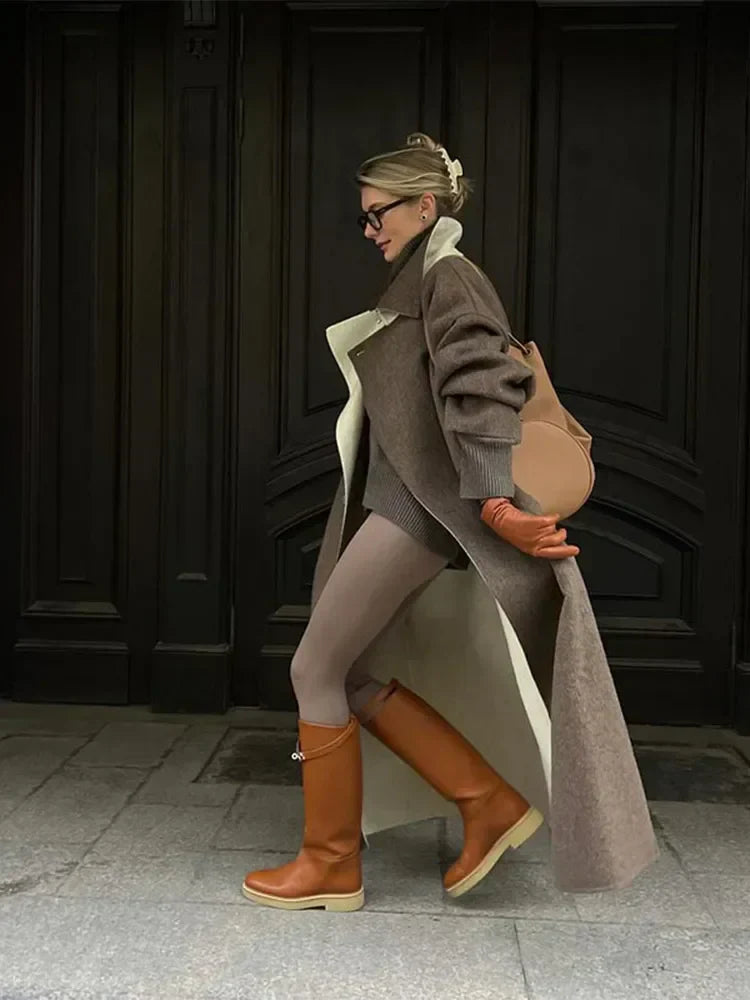 Stilvoller Langer Wollmantel für Damen - Ella
