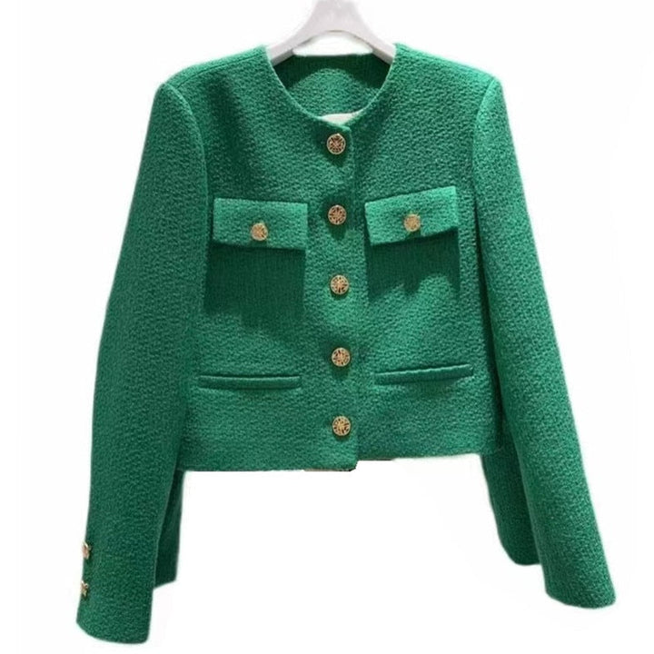 Damen Tweedjacke mit Rundhalsausschnitt – Celeste