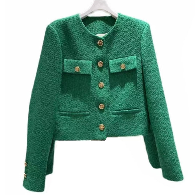 Damen Tweedjacke mit Rundhalsausschnitt – Celeste