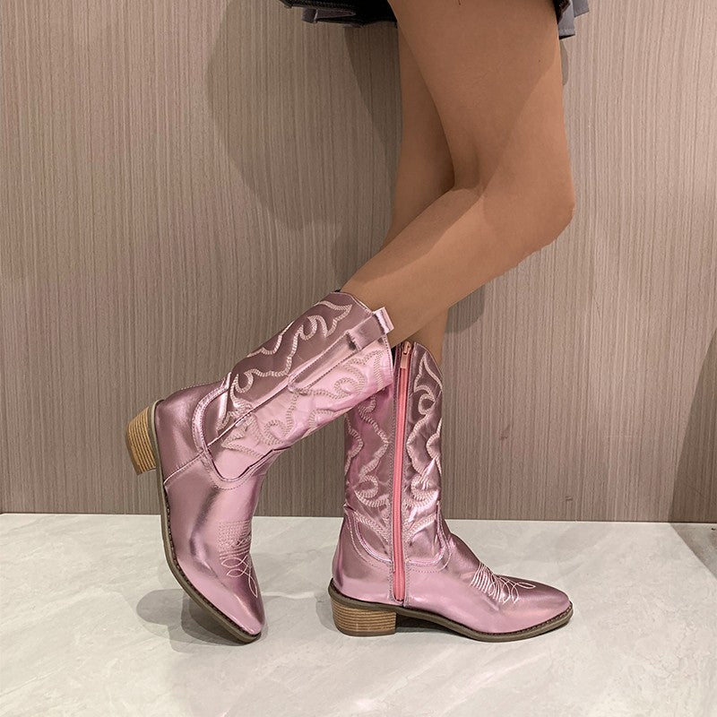 Metallische Cowboy-Stiefel - Aurora